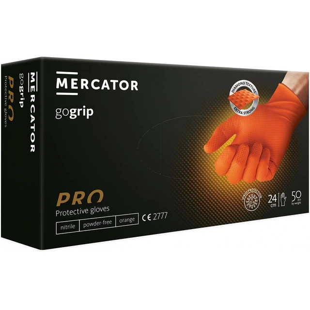 Γάντια GoGrip πορτοκαλί MERCATOR 50 τεμ., μέγεθος.XXL