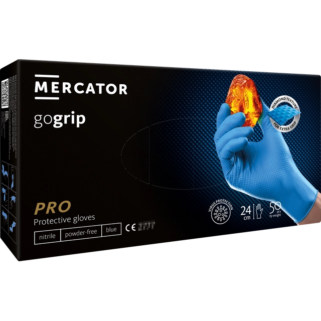 Gants Mercator gogrip en nitrile, taille M, bleu 50szt