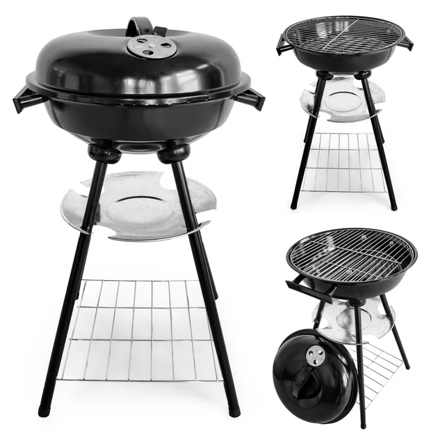 Garden grill with lid and ash pan