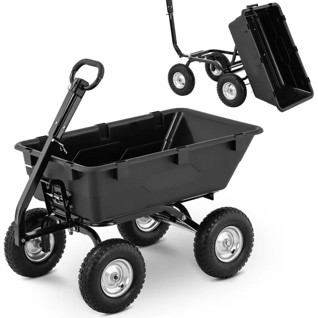 Garden transport tipper trolley, tiltable up to 550 kg capacity. 150 l