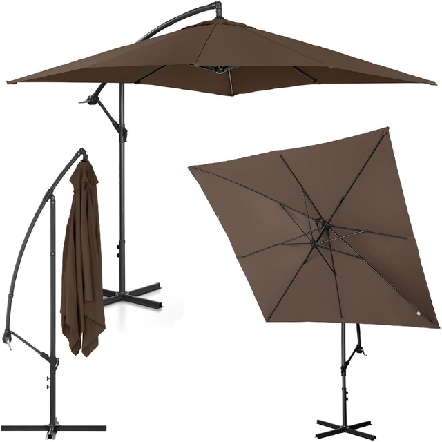 Garden umbrella with a square arm 250 x 250 cm brown