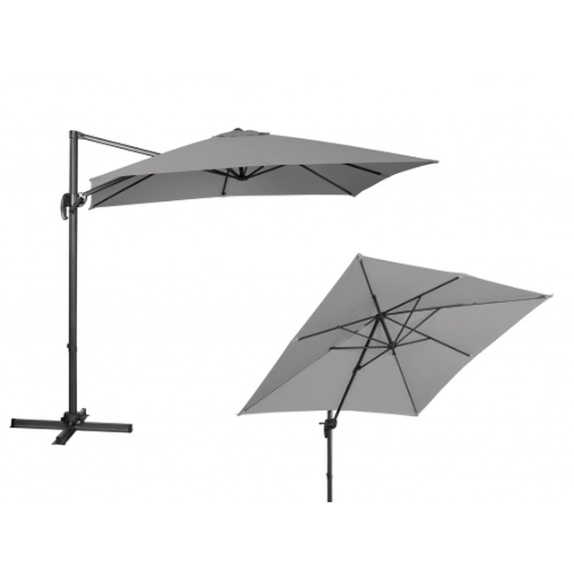 Garden umbrella with a square rotating arm, 2.5 x 2.5 m, gray