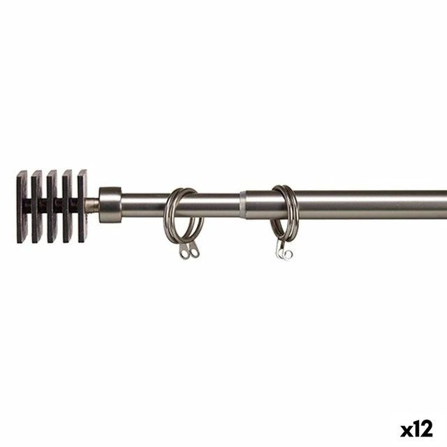 Gardinenstange ausziehbar, quadratisch, silbriges Eisen (4,5 x 125,5 x 4,5 cm ((12 Stück)