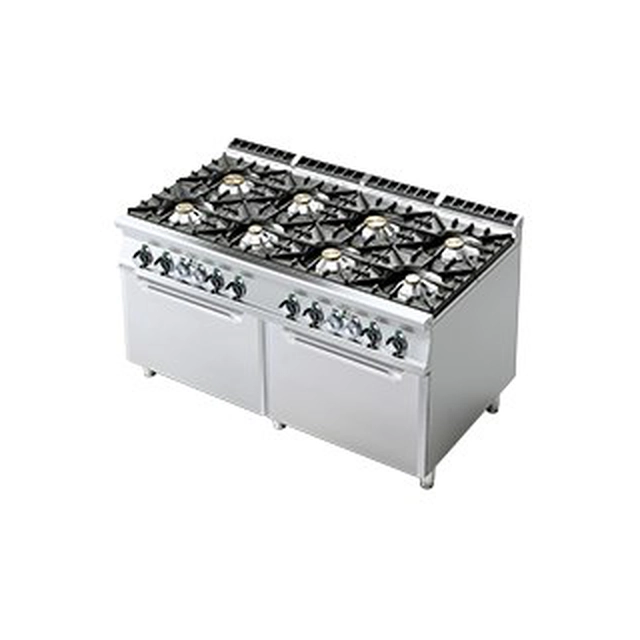 Gas cooker with two hobs.