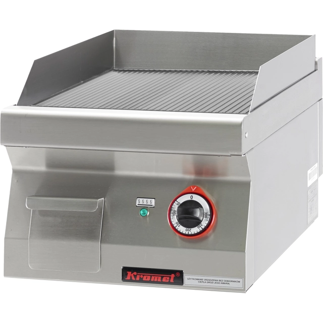 Gas grill plate, grooved, chrome-plated, 400 mm, 5,5 kW, on a closed cabinet base