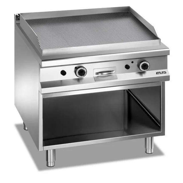 Gasgrillplade med bund lukket på tre sider 800x900 - rillet Magistra Plus 900 Basisvariant