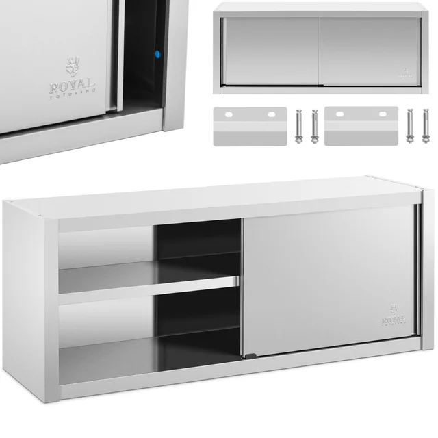 Gastronomic wall cabinet with sliding doors STEEL 150 x 45 x 60 cm