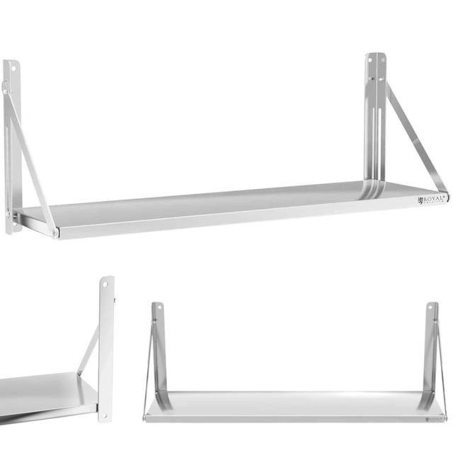 Gastronomic wall shelf made of stainless steel up to 40 kg 120 x 30 cm