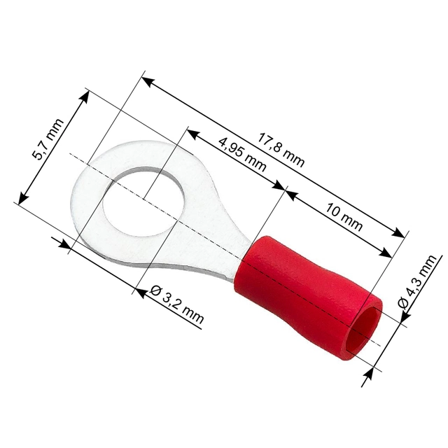 Geïsoleerde oogconnector, schroef 3,2 100 St