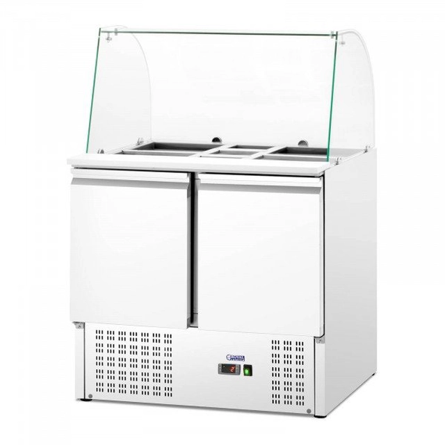 Gekühlter Salattisch - mit Glasvitrine - Royal Catering - 240 l - für 7 GN-Behälter - 91 x 70 cm ROYAL CATERING 10012306 RCLK-W240