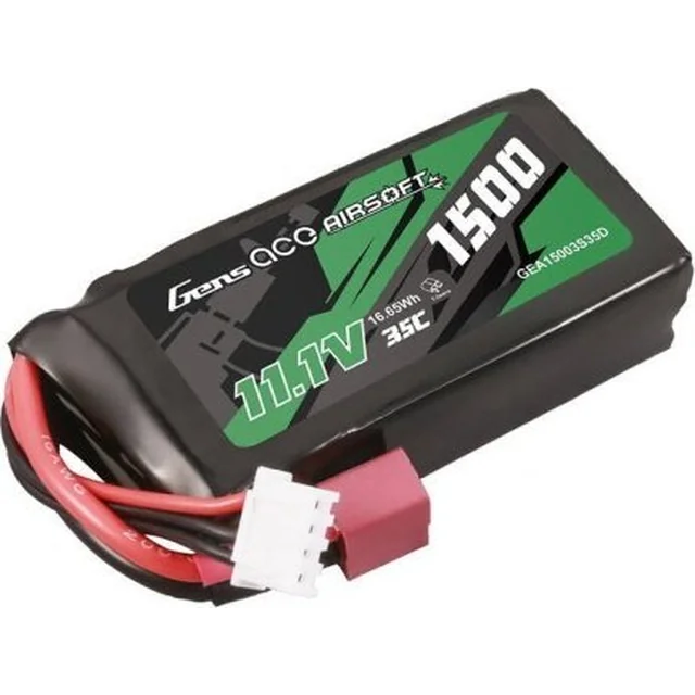 Gens Ace Gens ace 35C 1500mAh 3S1P 11.1V Airsoft Gun Lipo -akku T-pistoliittimellä