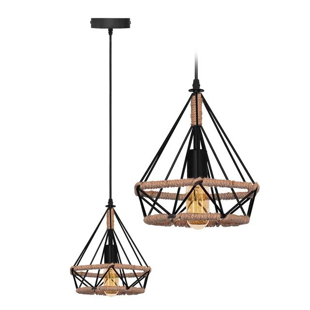 Geometrische hängende Deckenlampe im Loft-Boho-Stil mit Seil APP679-1CP