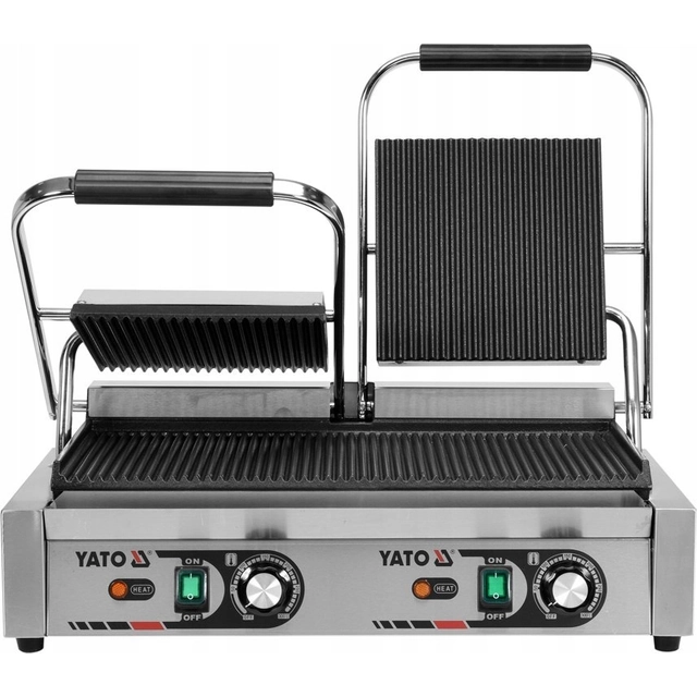 Geribbelde contactgrill - dubbele Yato Yg-04560