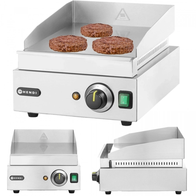 Glatte Grillplatte 33x27 cm 2000W 230V | Hendi 203125