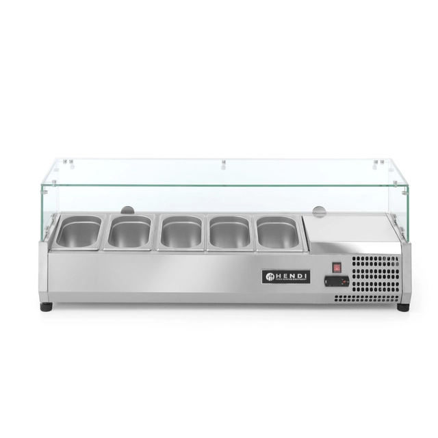 Glazed cooling top with display case 5 x GN 1/4 - Hendi 232903