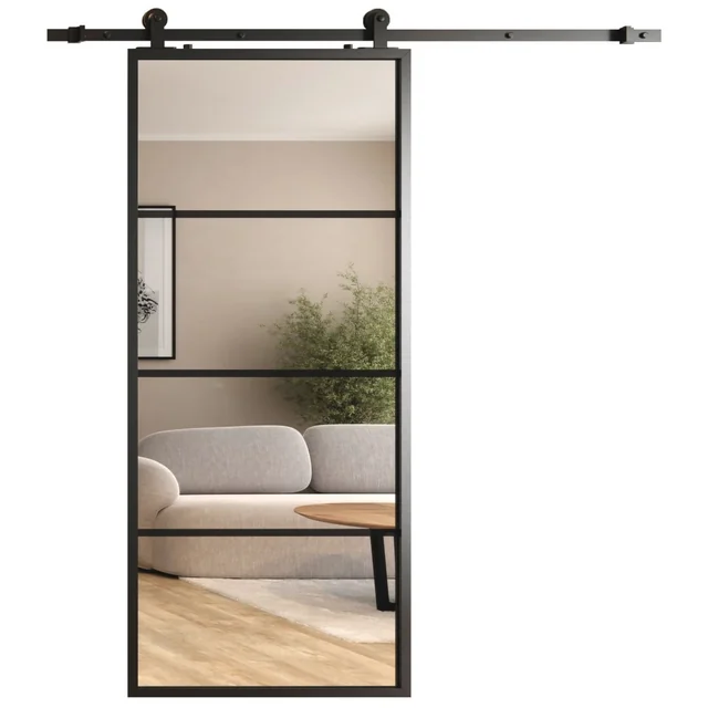 GLIDE ALUMINIUM LOFT DØR 20K SPEJL 3 3mm (4 FELT) KUN BLAD 650x2100