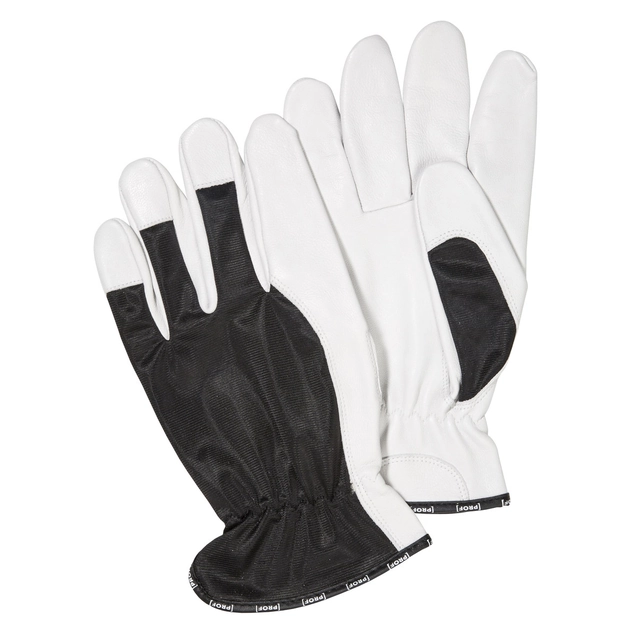 Gloves grained leather on the bottom and fingertips, breathable upper side size 10