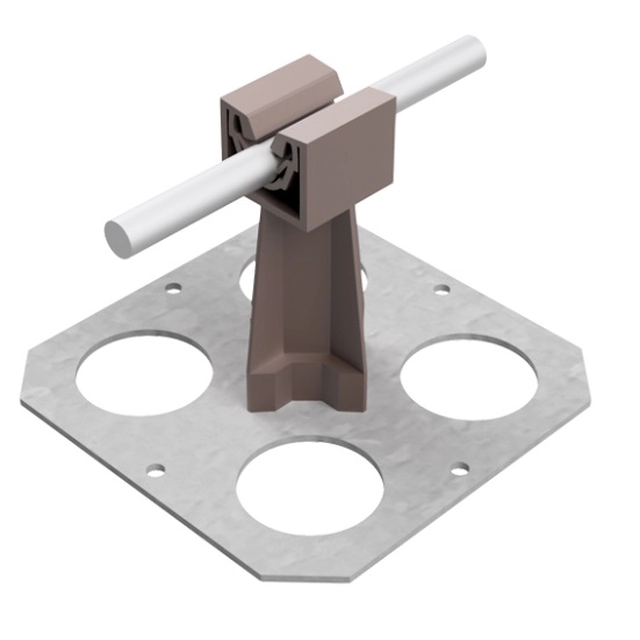Glued handle with a metal base with holes with a brown post (plastic / hot-dip galvanized steel) /TW/OG/