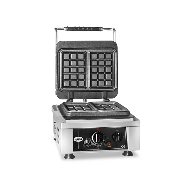 GMG - Bruxelles waffle maker - 2x (10,2 x 16,5 x 2,6cm) - 50° to 300°C Cast iron plates - Drip tray - Stainless steel housing