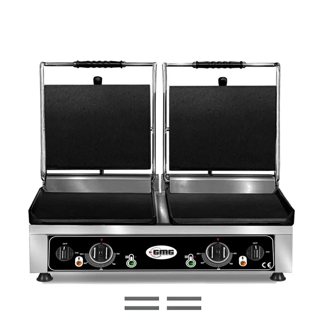 GMG - Contact double grill - ▲ & ▼ Smooth - with cast iron plates, fat tray and temperature regulator 50° - 300° C