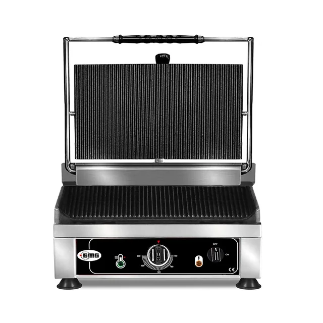 GMG - Contact grill - ▲ & ▼ Grooved - with cast iron plates, fat tray and temperature regulator 50° - 300° C