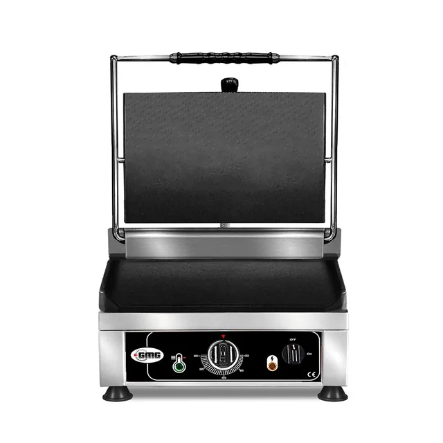 GMG - Contactgrill - ▲ & ▼ Glad - met gietijzeren platen, Vetopvangbak en temperatuurregelaar 50° - 300° C