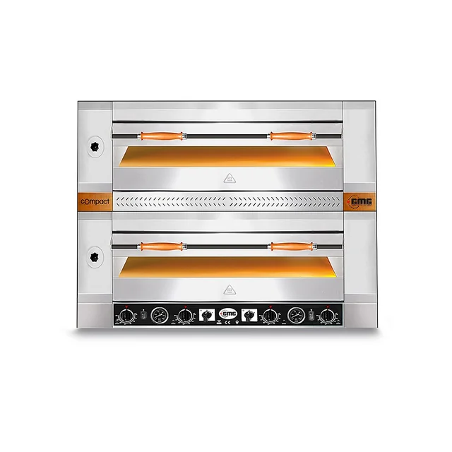 GMG - Forno para pizza - 4+4x Ø 30 cm | 10 kW 400V | Painel de controle na parte inferior - Piso forrado com argila refratária - 2 da câmara