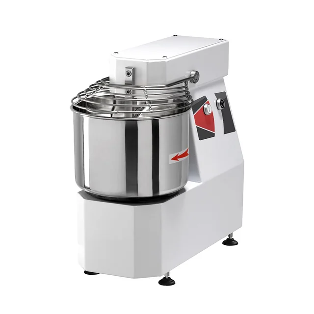 GMG - Impastatrice a spirale 16 l / 12 Kg 230V - con testata fissa e vasca - completa di gancio, griglia, spezzatrice e vasca inox