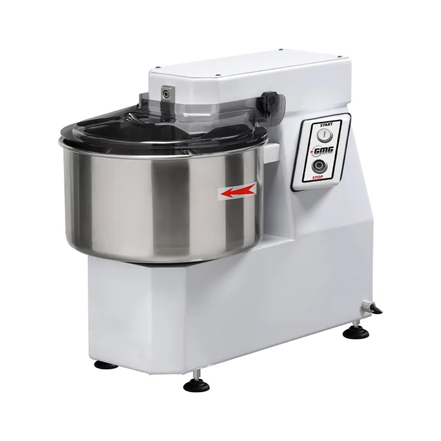 GMG - Impastatrice a spirale 32 l / 25 Kg 400V - con testata fissa e vasca - completa di gancio, griglia, spezzatrice e vasca inox