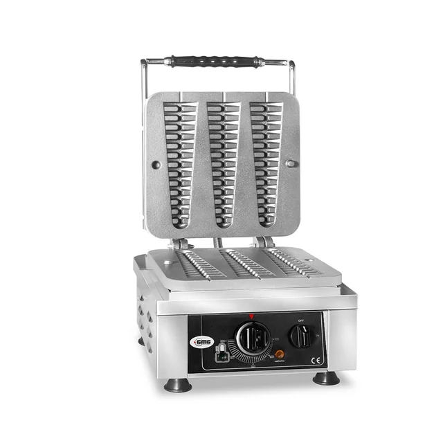 GMG - Waffelino waffle maker - 3x (23 x 6 x 2,4cm) - 50° to 300°C - Cast iron plates - Drip tray - Stainless steel housing