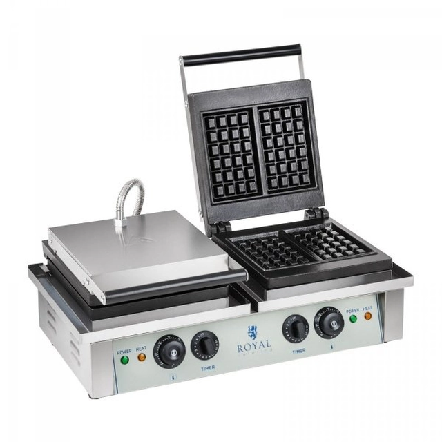 Gofrisütő - 2 x 2000 W - négyszögletes ROYAL CATERING 10010315 RCWM-4000-E