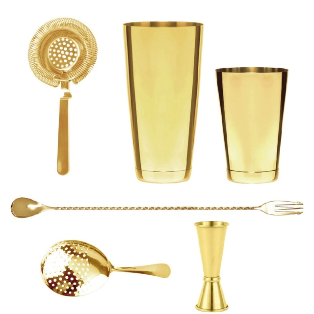 Gold bartender set made of stainless steel 18/10 with PVD coating BPR-103