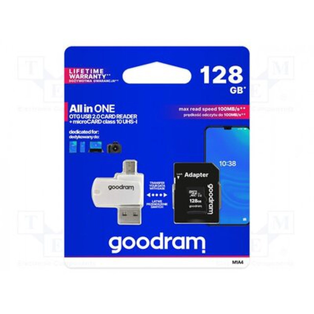 GOODRAM microSDXC 128GB Memory Card CL10 UHS-I + Adapter + OTG Card Reader
