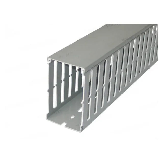 Goulotte de câble perforée fendue Elettrocanali 40x100mm gris pour circuits électriques