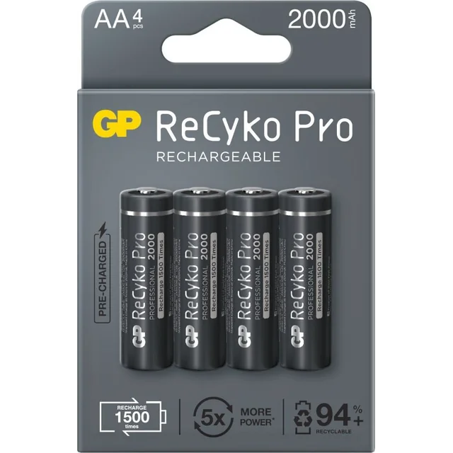 GP ReCyko Pro AA akku / R6 2000mAh 4 kpl.