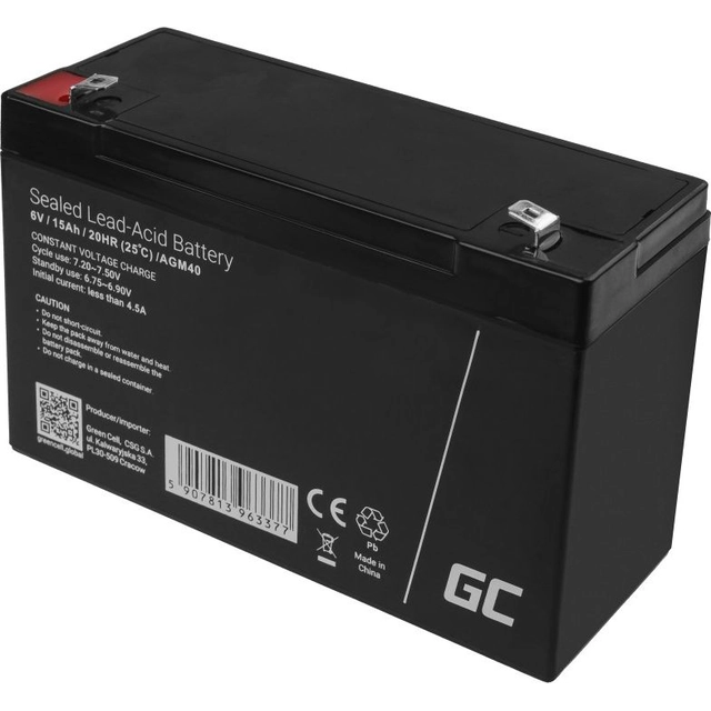 Green Cell Battery 6V/15Ah (AGM40)