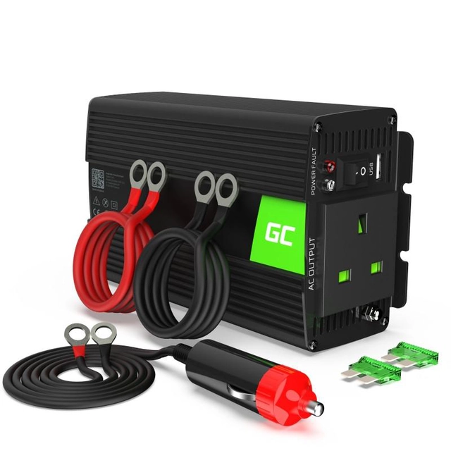 Green Cell car voltage converter INV17 24V/230V 500W/1000W pure sine UK socket INV17UK