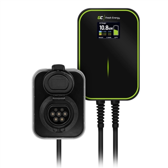 Green Cell EV Charger PowerBox 22kW charger with Type 2 socket and RFID for charging electric cars and Plug-In hybrids,32 A