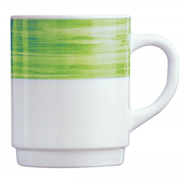 Green mug capacity 250 ml 54734 BRUSH ARCOROC Green mug made of tempered glass, capacity 250 ml 54734