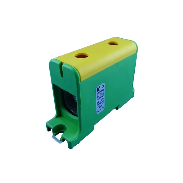 Green yellow connection terminal clamp Cu-Al 150mm² mounting on DIN rail 35mm 290A (Al) 320A ( Cu)