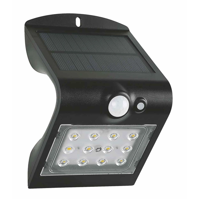 Greenlux GXSO005 Aplique LED preto FOX solar PIR 12LED B day white