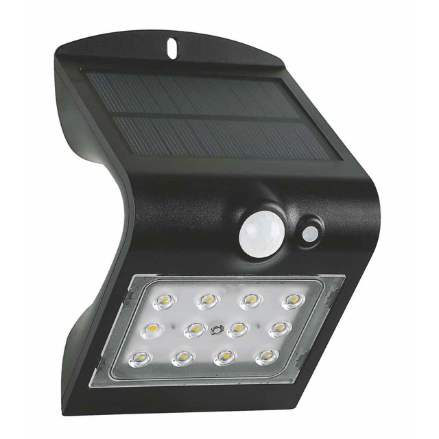 Greenlux GXSO005 Μαύρο LED φωτιστικό τοίχου FOX solar PIR 12LED B ημέρα λευκό