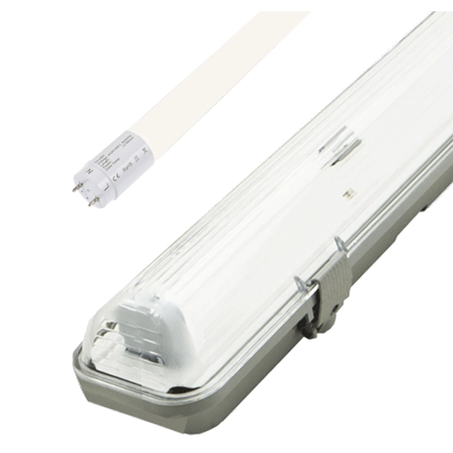 Greenlux GXWP207 LED corps anti-poussière + 1x 120cm tube LED 18W blanc jour + 1x 120cm tube LED 18W blanc jour