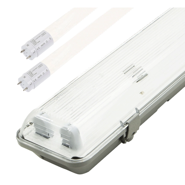 Greenlux GXWP211 LED прахоустойчив корпус + 2x 150cm LED флуоресцентен 23W дневна бяла светлина + 2x 150cm LED флуоресцентен 24W дневна бяла светлина