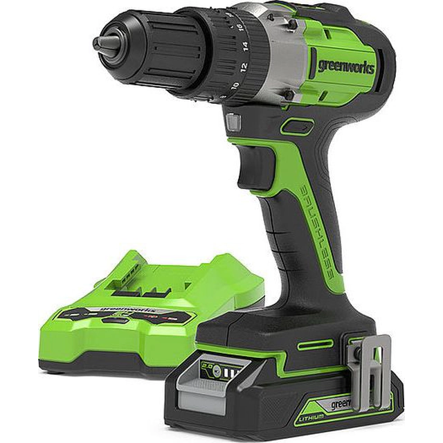 Greenworks drill/driver GD24DD60K2 24 V 1 x battery 2 Ah