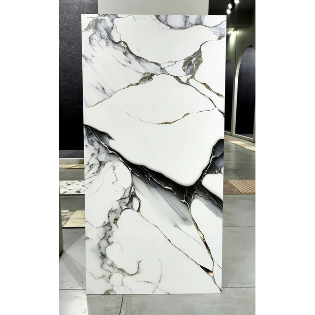 Grès poli 120x60 GOLD REFLECTIONS marbre blanc HIGH BRILLANT - NOUVEAU!!