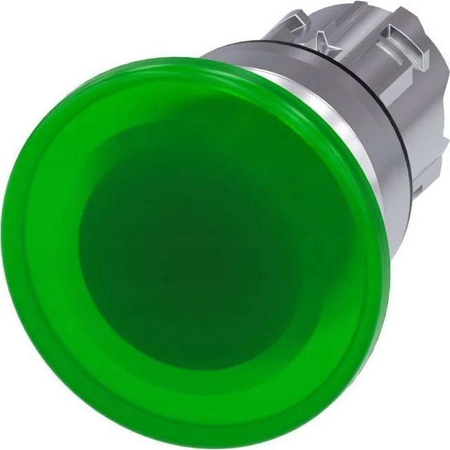Грибовидна кнопка з підсвічуванням Siemens 22mm кругла блискуча металева зелена 40mm з пружинним поверненням 3SU1051-1BD40-0AA0