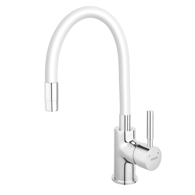 Grifo para lavabo Ferro Zumba, blanco, flexible