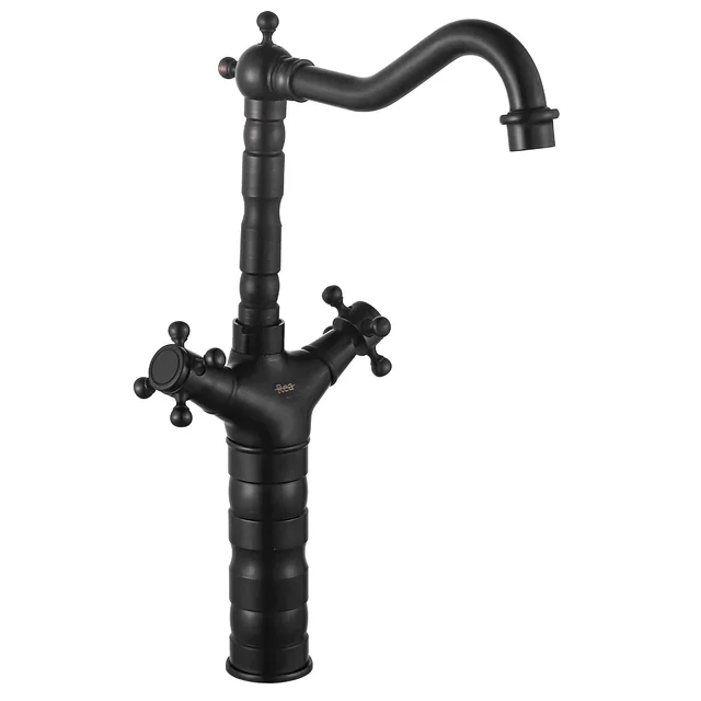 Grifo para lavabo Rea Rustico, negro, frotado