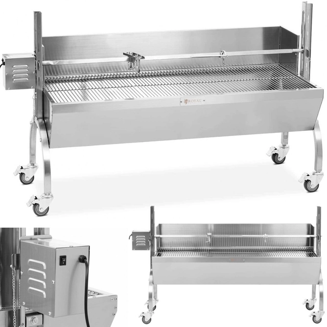 Grill à charbon avec rôtissoire électrique pour rôtir des porcelets avec couvercle 13 W 40 kg 137 cm